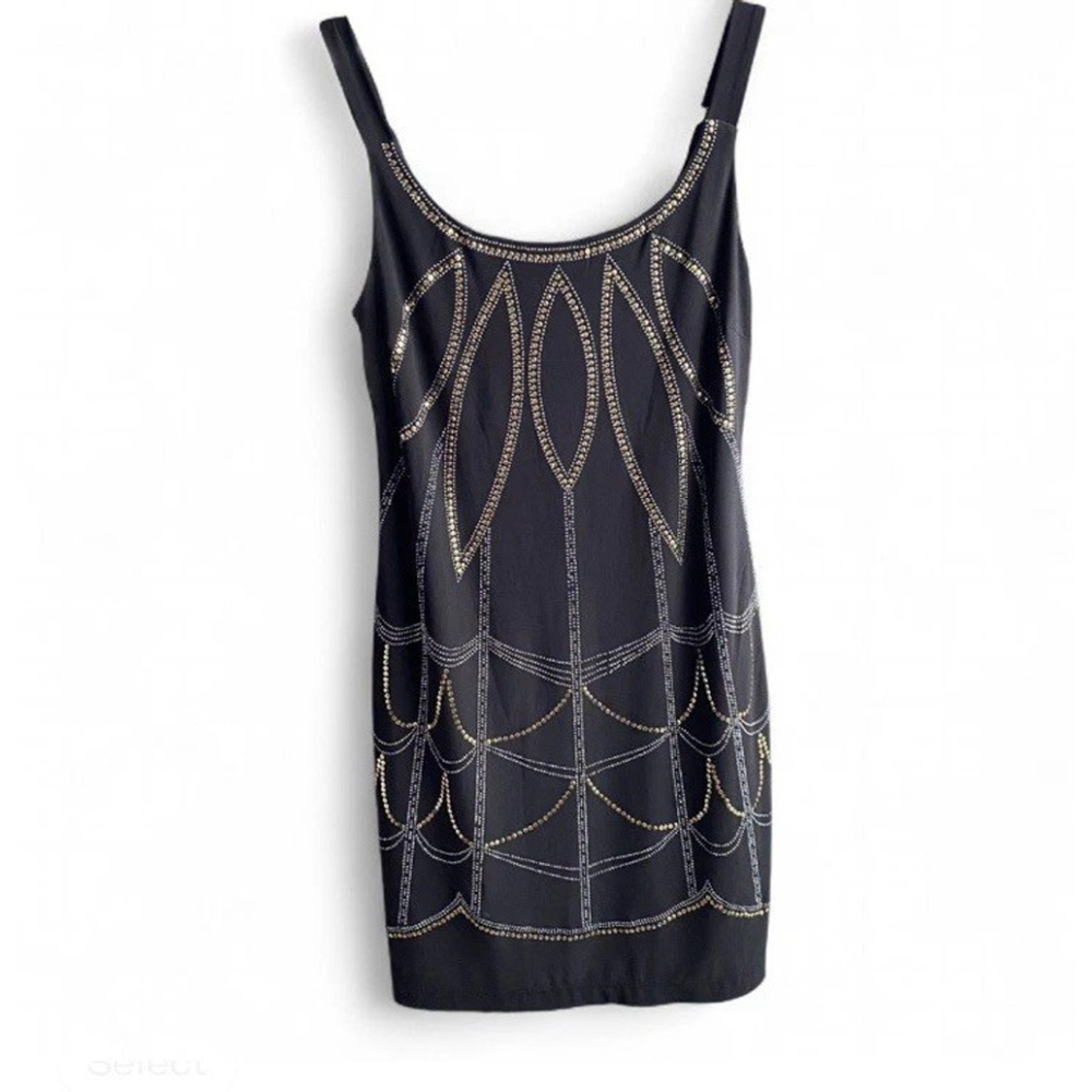 Bisou Bisou‎ Michele Bohbot Sequin Stretch Tank Mini Dress Black Women’s Size 2